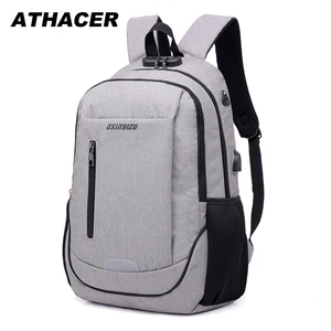 Athacer USB ładowania wodoodporna plecak na laptopa mężczyźni Anti-theft trwałe dla podróży torby szkolne biznesowe damski plecak na co dzień