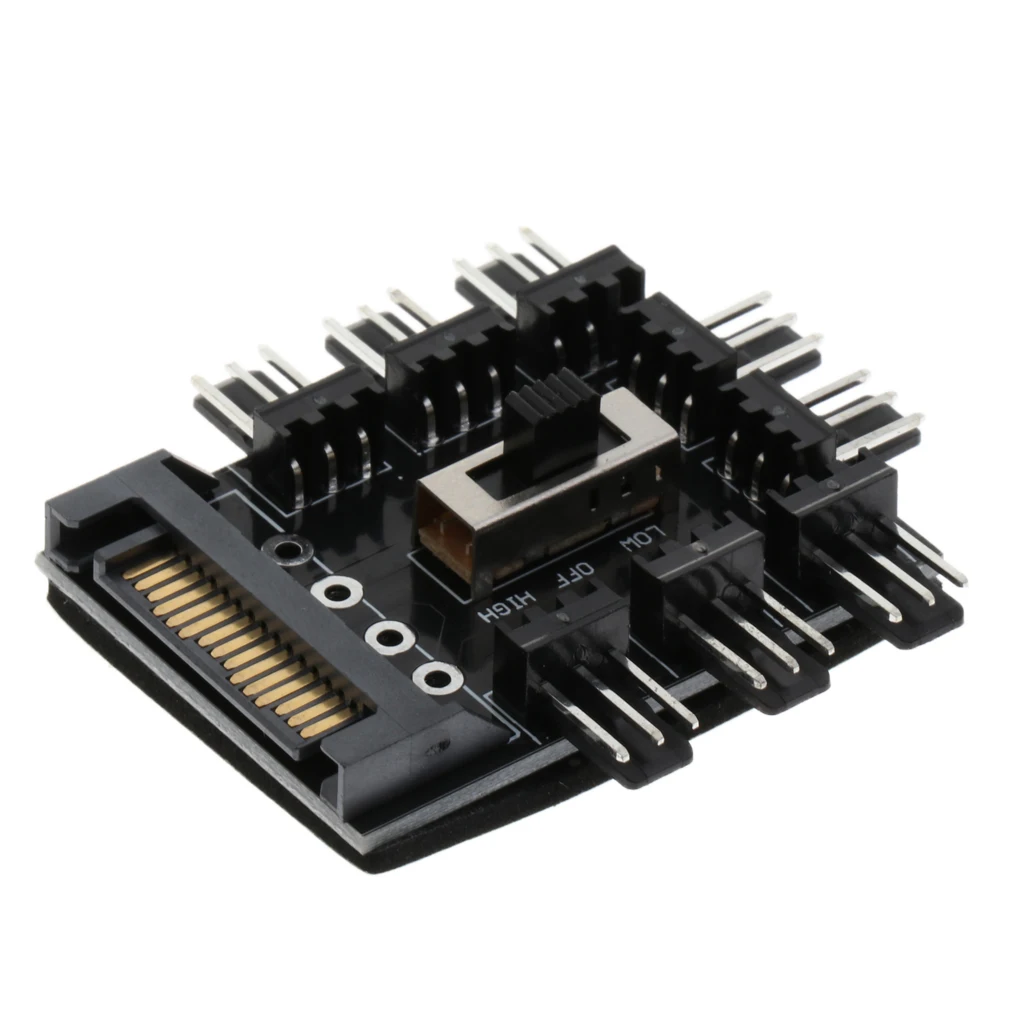 

PC 1 to 8 4Pin Cooler Cooling Fan Hub Splitter Cable PWM 3Pin Power Supply Speed Controller Adapter