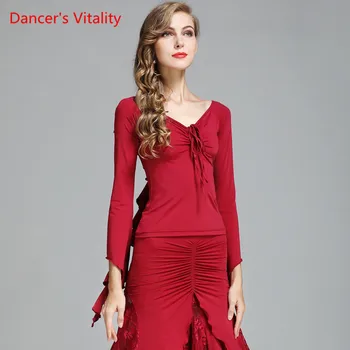 

Dancer's Vitality 2017 New Arrival Ballroom Dance Dress V Collar Strap Design For Salsa Samba Tango Ballroom Costume Dress