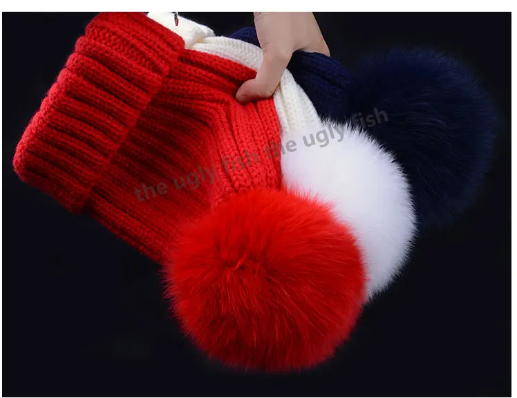 Winter fur pompom hat for women fur hat pom pom hat fur pom poms beanie women bobble hat (5)