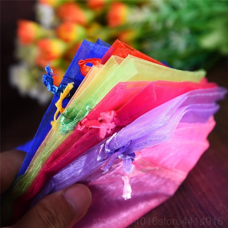 organza 100 pcs 7x9 9x12 10x15 11x16 13x18 15x20 17x23 cm jewelry bag packaging drawer bag wedding jewelry bag