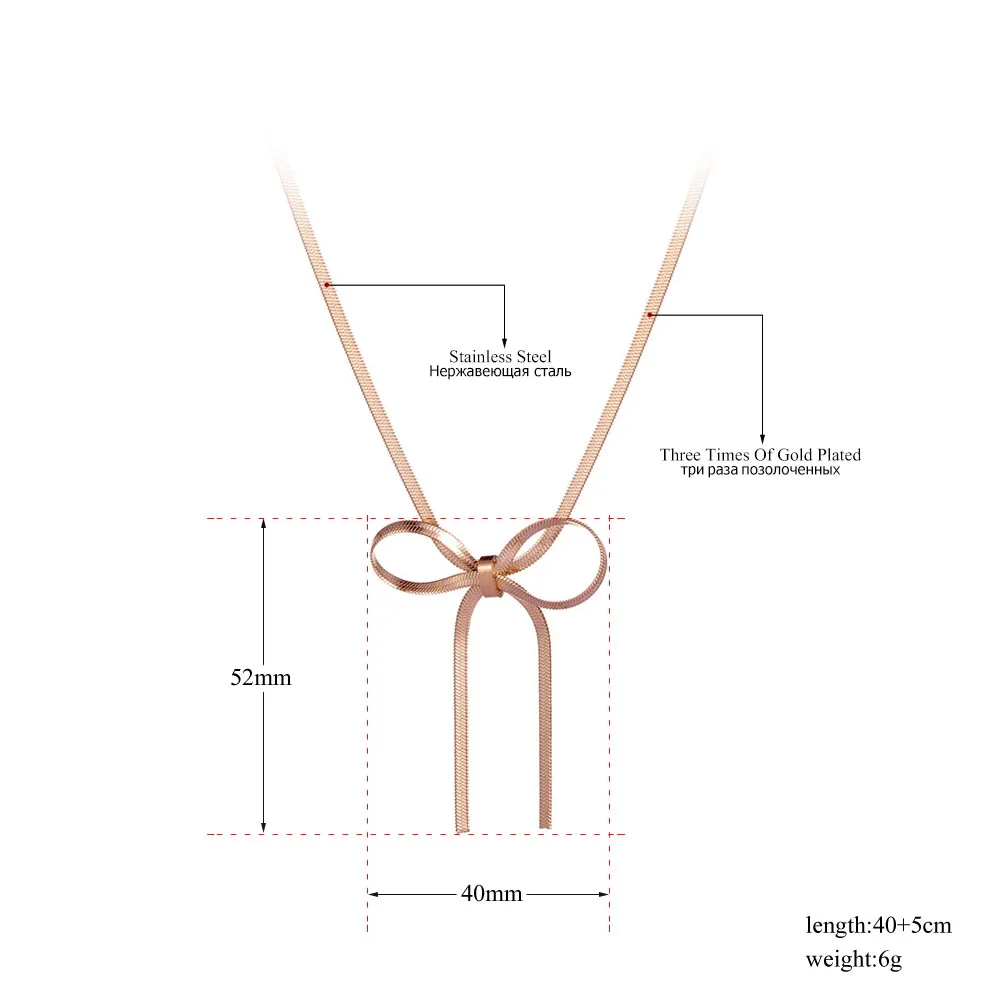 Lokaer модная титановая подвеска с бантом из нержавеющей стали, ожерелье s, ювелирная цепь из розового золота и звено, ожерелье для женщин N19109