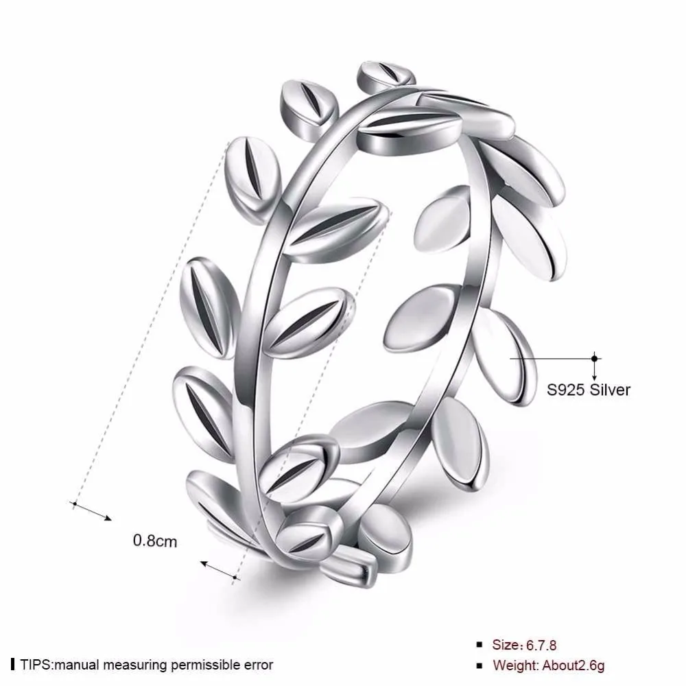 Solid 925 Sterling Silver Ring Leaves Shape OL Accessories Jewelry Rings For Women (JewelOra RI102591)