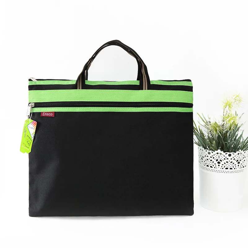

A4 Canvas Tote File Folder Business Waterproof Document Bag Filing Meeting Handbag Zipper Layer Pocket Office Briefcase Supplies