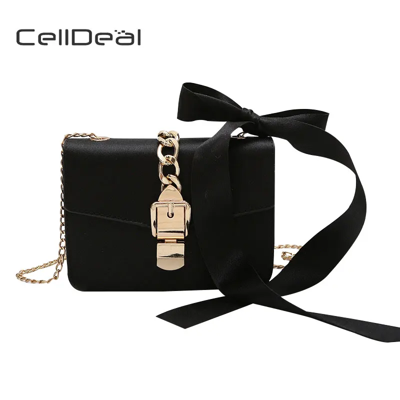 CellDeal Luxury Messenger Bags Women Bowknot Chains Flap Bag Fashion