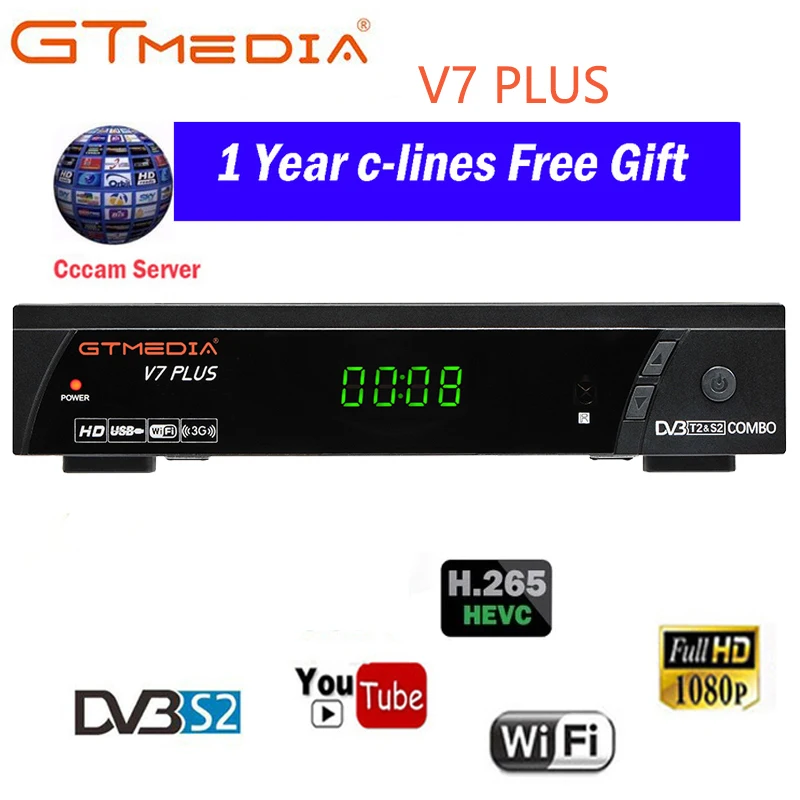 GTmedia V7 PLUS 100% оригинал 2020 Новое поступление GTMEDIA DVB S2 спутниковый ТВ
