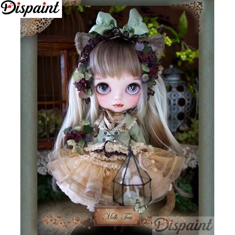 Dispaint Full Square/Round Drill 5D DIY Diamond Painting &quotCartoon girl scenery&quot 3D Embroidery Cross Stitch Home Decor A11526 | Дом и
