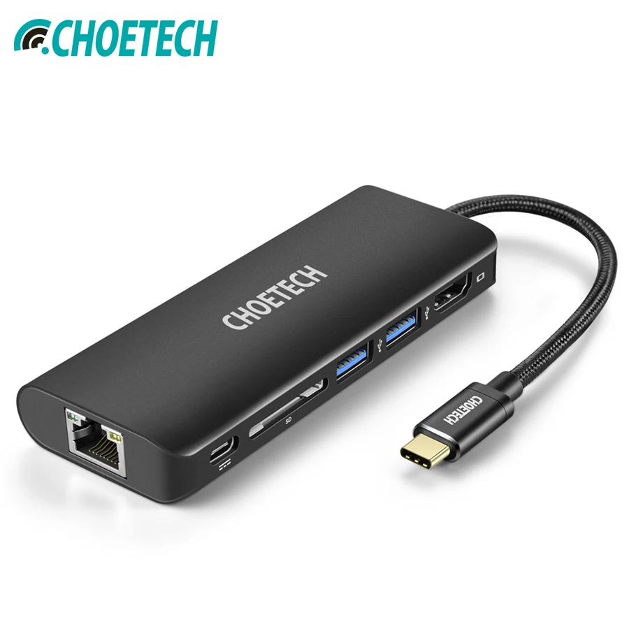 

CHOETECH USB HUB USB-C Multiport Adapter PD Charger 4K HDMI SD Card Reader 2 USB 3.0 Ports 3.1 Type C Dock Station For MacBook