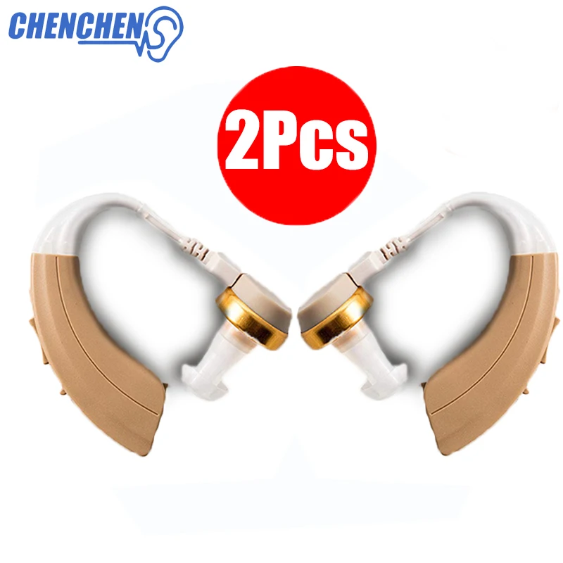 Newest 2Pcs Clear Hearing AID Volume Adjustable Ear Sound Amplifier Enhancement BTE Ear AIDS for Hearing