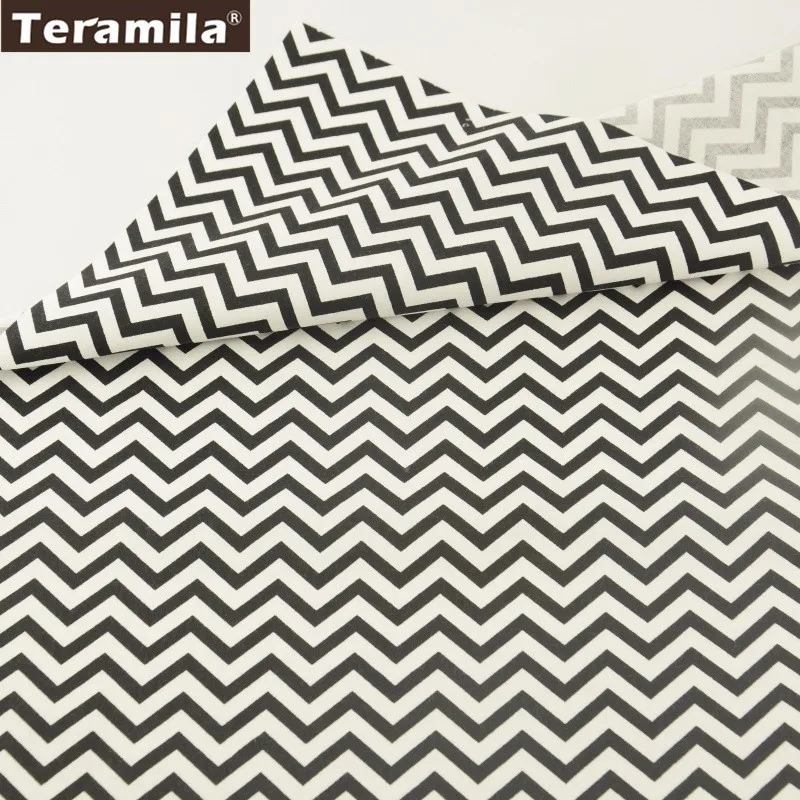 Новинка 100% хлопок Teramila Ткань Twill черный закрытый волны Дизайн Tecido для одежды