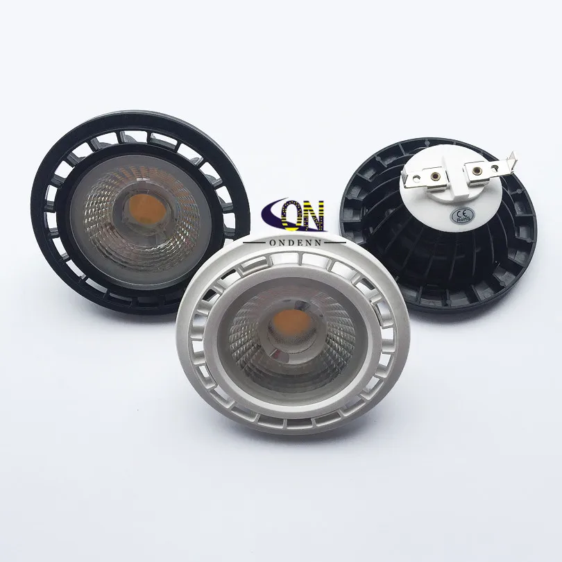 Затемнения 10 Вт 15 Вт COB Led G53 AR111 лампа AC85-265V DC12V GU10 QR111 Встраиваемый прожектор белый корпус черный корпус