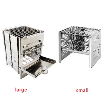 

Portable Outdoor Folding Titanium Wood Stove Burning For Backpacking Survival Cooking Picnic Camping Wood Stove 2 Size