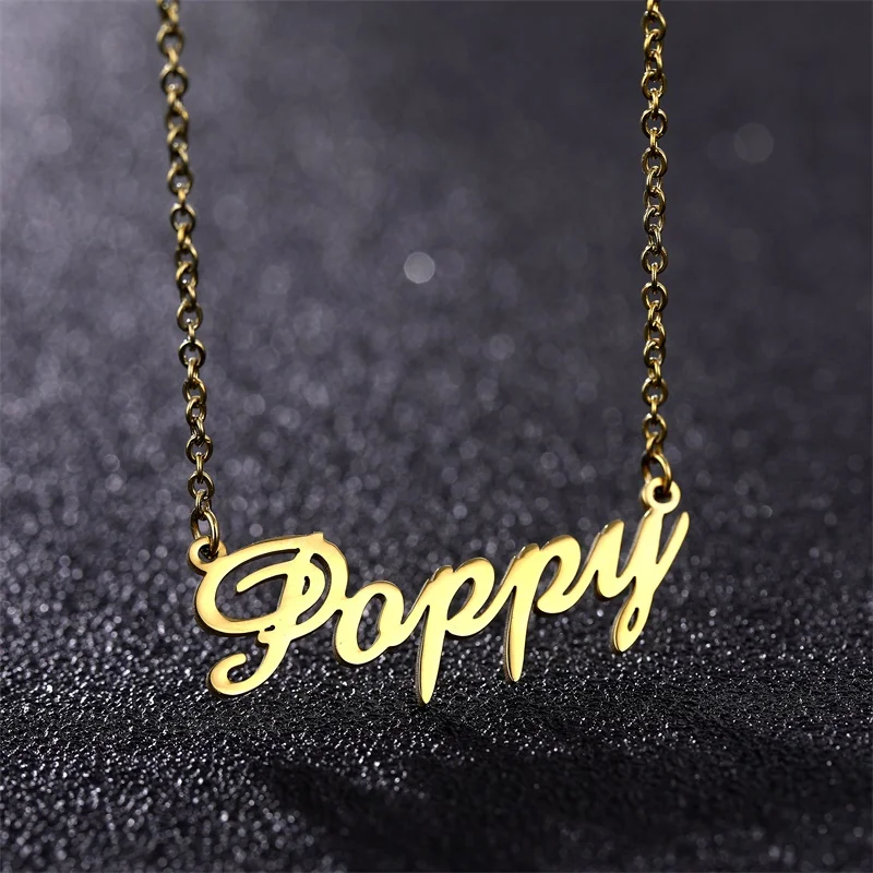 

316L Stainless Steel Gold Personalized Custom Name Pendant Necklace Customized Cursive Nameplate Necklace Handmade Birthday Gift