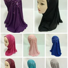 12 шт./лот) стиль маленькие девочки мусульманский хиджаб дети исламский шарф XHGT012