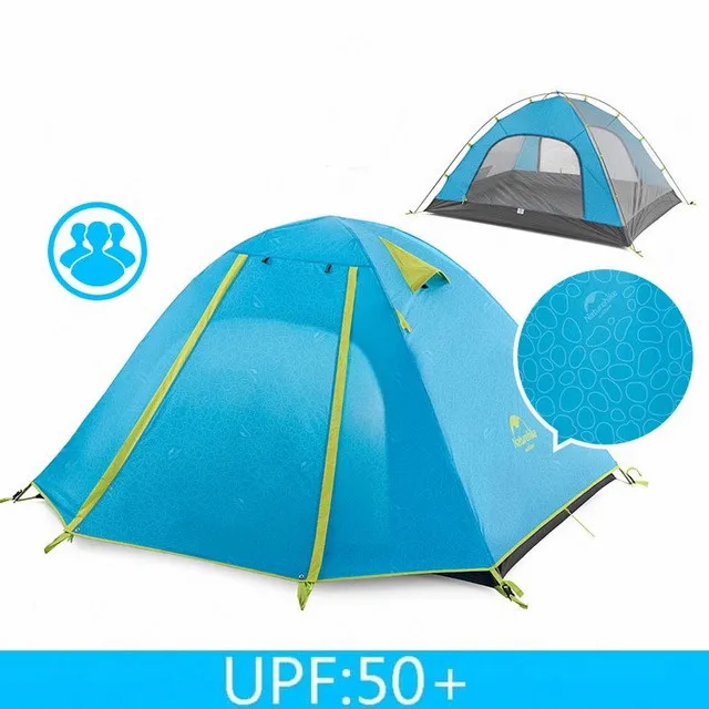 Naturehike палатка серии P Классическая палатка 2 3 4 человек алюминиевый полюс полиэстер ткань туристическая палатка Famliy палатка NH15Z003-P - Цвет: 3 Man Blue