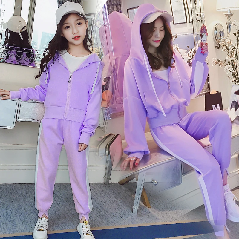 

Girls Spring Fall Sports Outfit Suit Children's Clothes 2018 New Female Kids Sweatshirt Coat + Pants 2 Pcs Set Tracksuit A894