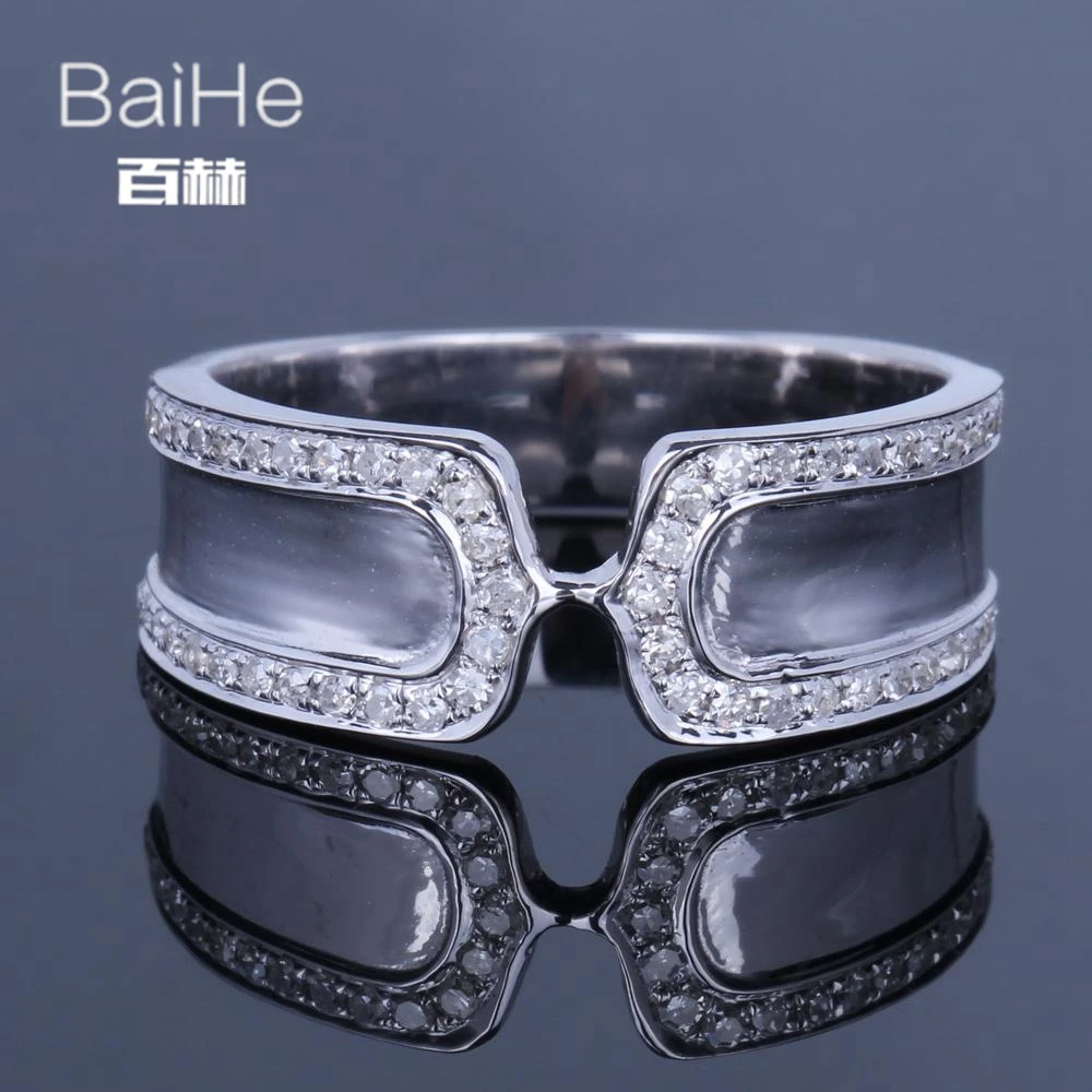BAIHE Solid 14 K белое золото(AU585) 0.3CT сертифицированные H/SI круглые ограненные настоящие бриллианты свадебные женские модные ювелирные изделия кольцо