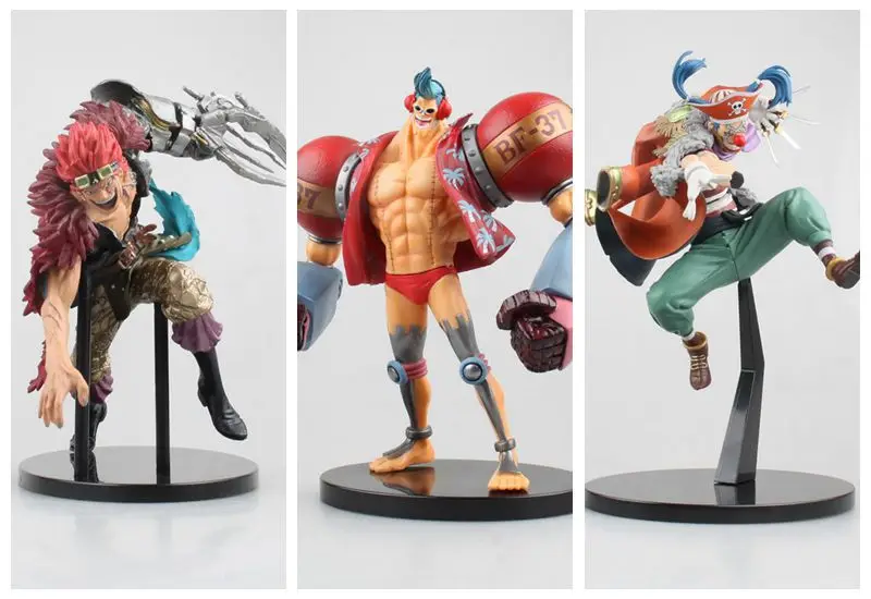 Anime One Piece Franky Brook Eustass Kid Buggy figure anime model action toy collection cartoon PVC figures Christmas gift Anime One Piece Franky Brook Eustass Kid Buggy figure anime model action toy collection cartoon PVC figures Christmas gift