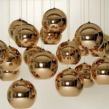 

Wonderland Modern Copper Sliver Shade Mirror Chandelier Light E27 LED Pendant Lamp Modern Christmas Glass Ball Lighting