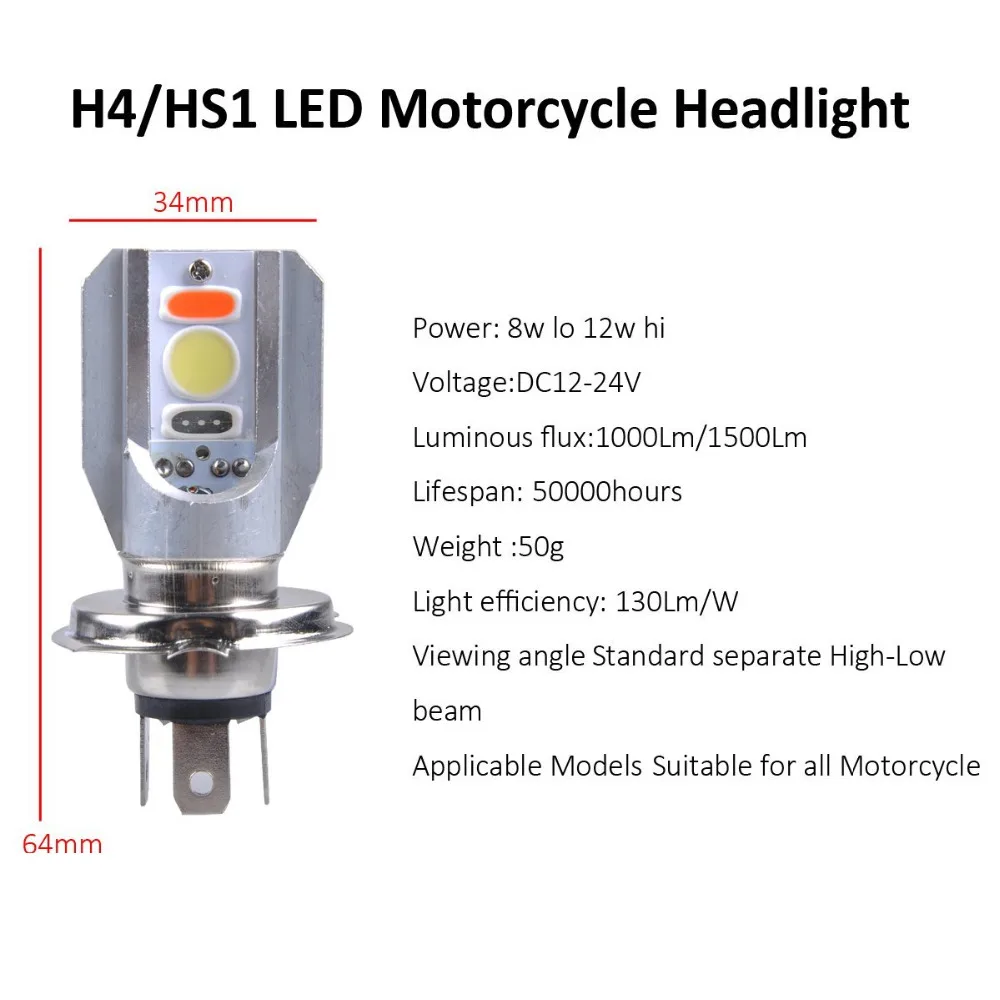 1Pcs-Motorcycle-H4-HS1-LED-Strobe-Headlight-H-L-High-Low-Beam-DC12V-White-Red-Blue(3)