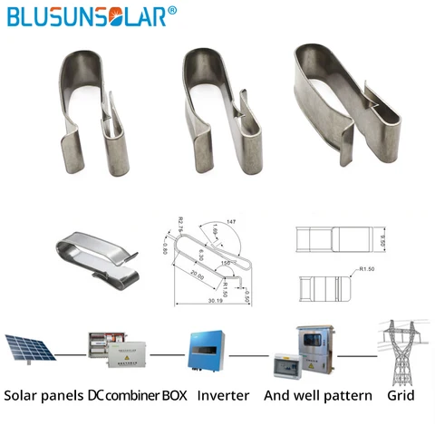 Material de Grande Braçadeira para o Fio de Cabo de Energia Lote 304 Tamanho 4x4mm2 pv Cabo Clip Solar Fotovoltaica 500 Pçs – Sus
