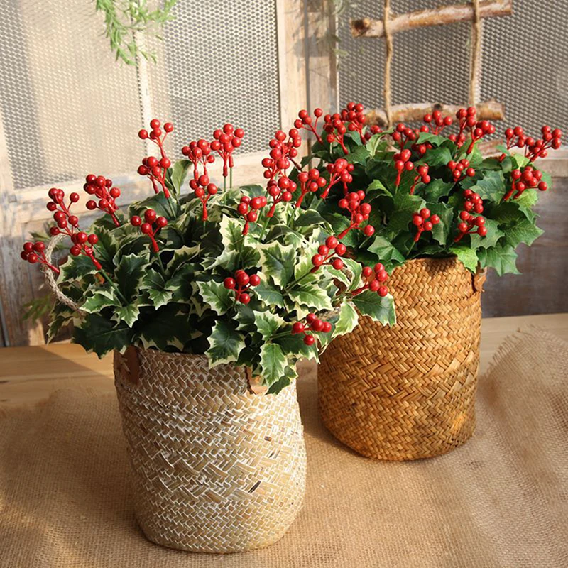 

1 Branch Artificial Berry Vivid Red Holly Berry Berries Home Garland Christmas Dec New Beautiful Home Wedding Decor 5 Styles