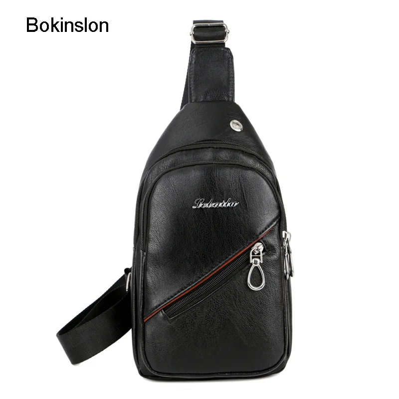 

Bokinslon Men Crossbody Bags Retro PU Leather Business Man Shoulder Bags Casual Solid Color Handbags Male Bags