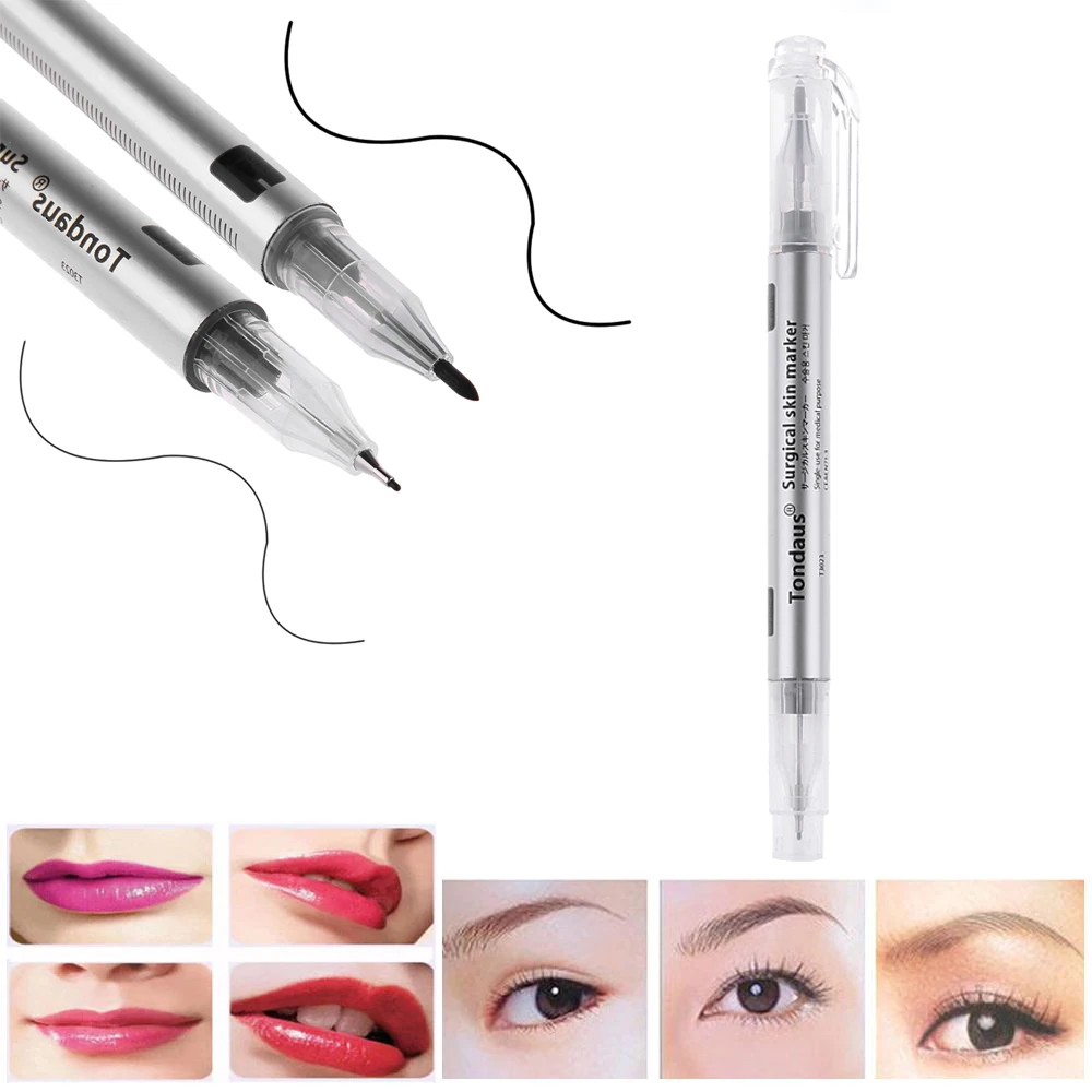

1 Set Eye Brow Marker Waterproof Tattoo Eyebrow Skin Marker Pen With Measure Measuring Ruler Lip Liner Body Art Makeup Tools