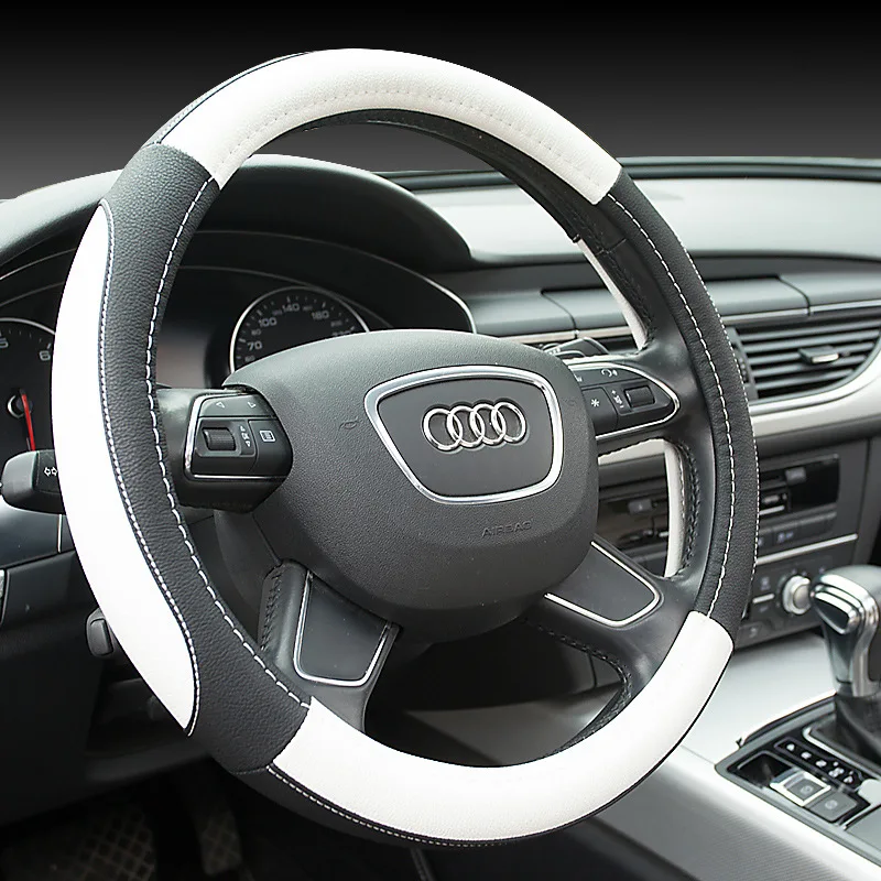 

KKYSYELVA Four seasons universal anti-wrinkle anti-skid round microfiber leather steering wheel cover for 99% of models