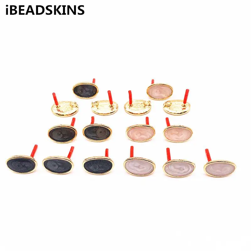 

New arrival! 21X15mm 50pcs/lot zinc alloy with Enamel oval Stud earring/earrings accessories/Earring parts for Jewelry DIY