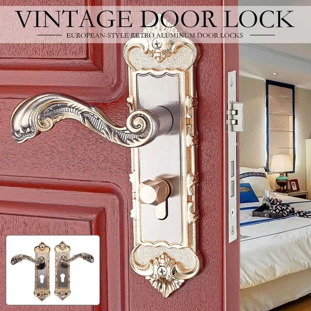 

Free Shipping 2PCS/Set European-style Retro Sturdy Aluminum Alloy Lock Aluminum Door locks Retro Color Indoor Door Lock Supplies