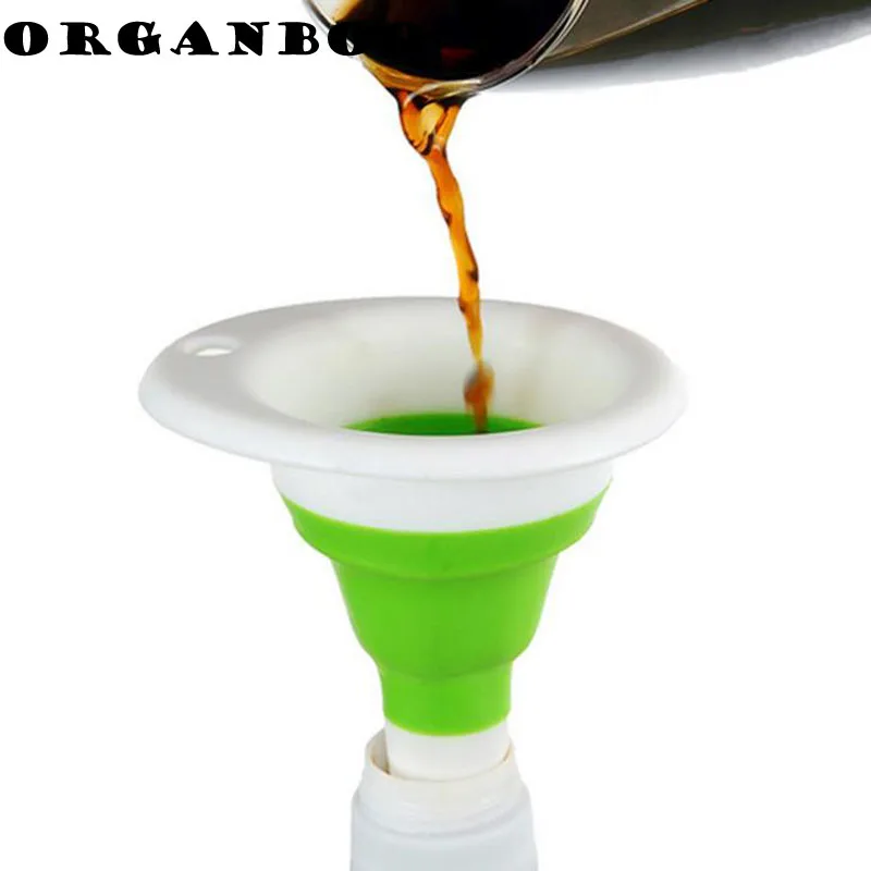 ORGANBOO 1PC Mini Telescopic Kitchen Funnel Silicone Portable Funnel Creative Oil Bottle Funnel