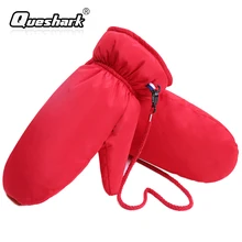 Водонепроницаемые толстые флисовые зимние теплые детские лыжные перчатки для сноуборда детские спортивные перчатки без пальцев для мальчиков и девочек на белом утином пуху