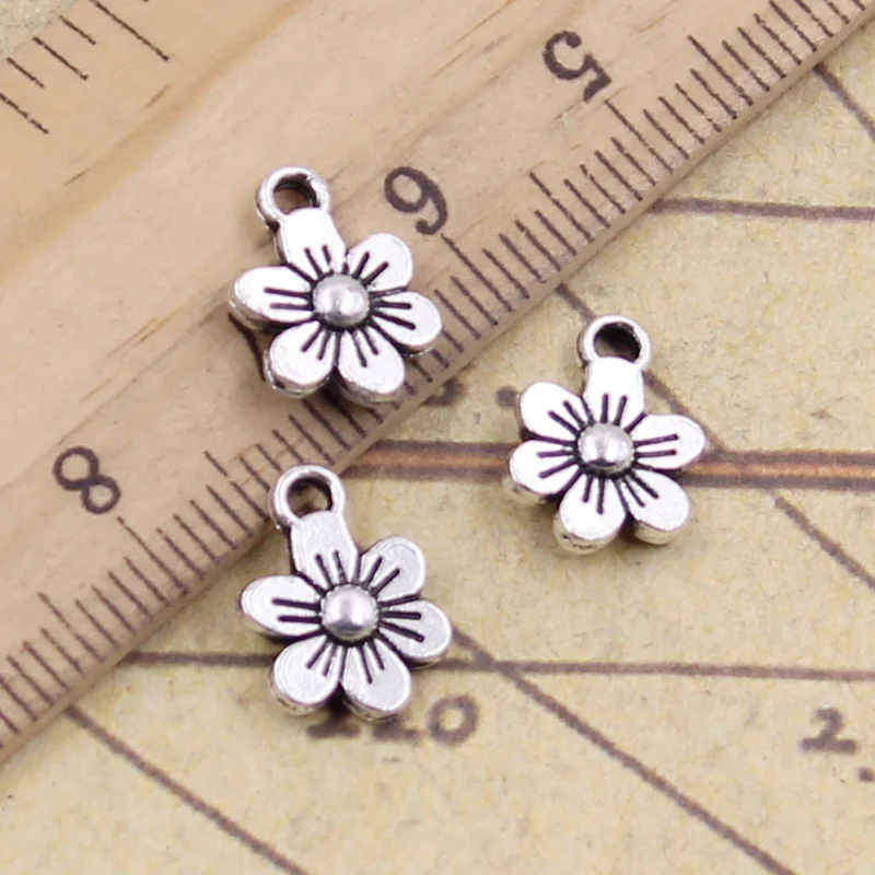 

20pcs/lot Charms lovely flower 12x9mm Antique Silver Pendants Making DIY Handmade Tibetan Silver Finding Jewelry for Bracelet