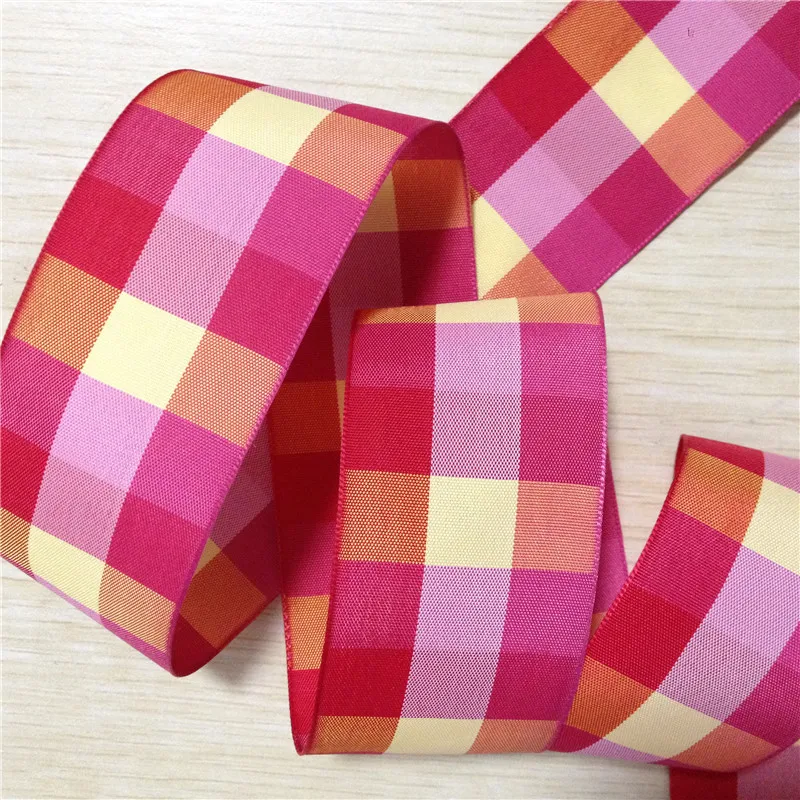 5 yds 3//8/" ORANGE /& WHITE Polyester Check Checkered Scottish Gingham