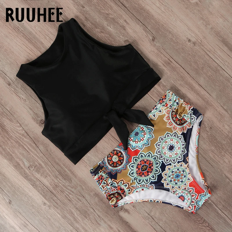 Preise RUUHEE Badeanzug Frauen Bikini 2019 mujer Bademode Hohe Taille Bikini Set Sport Tops Badeanzug Frauen Padded Strand Tragen Biquinis