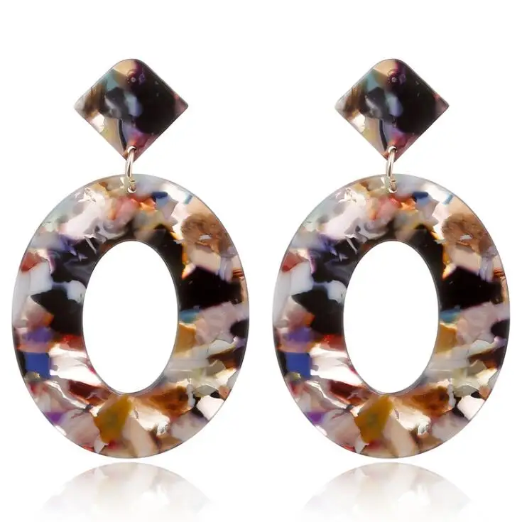 

2018 New Fashion woman Earring Geometry Acrylic Resin Oval Dangle Earrings For Women Statement Acetate Earrings Brincos gift