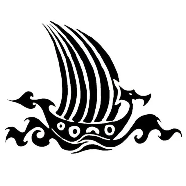 15 5cm 11 7cm Interesting Viking Ship Dragon Boat Vinyl Car Sticker Motorbike Decals Black Silver