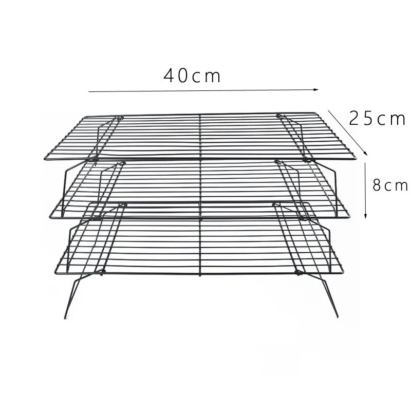 Антипригарная охлаждающая подставка из нержавеющей стали охлаждающая решетка противень для выпечки печенья/пирога/хлеба/торта стойка для выпечки Новое поступление горячая распродажа - Цвет: Black three lays