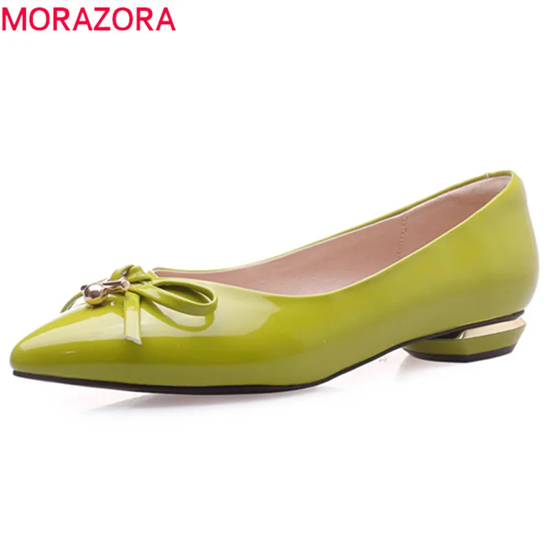 

MORAZORA 2019 hot sale women pumps pointed toe summer single shoes bowknot slip on comfortable dress shoes ladies office shoes