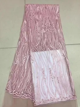 

Magenta Lace Fabric Sequence African Lace Fabric 2019 High Quality Lace Pink Nigerian Laces Fabrics for Wedding(FJ-2-19