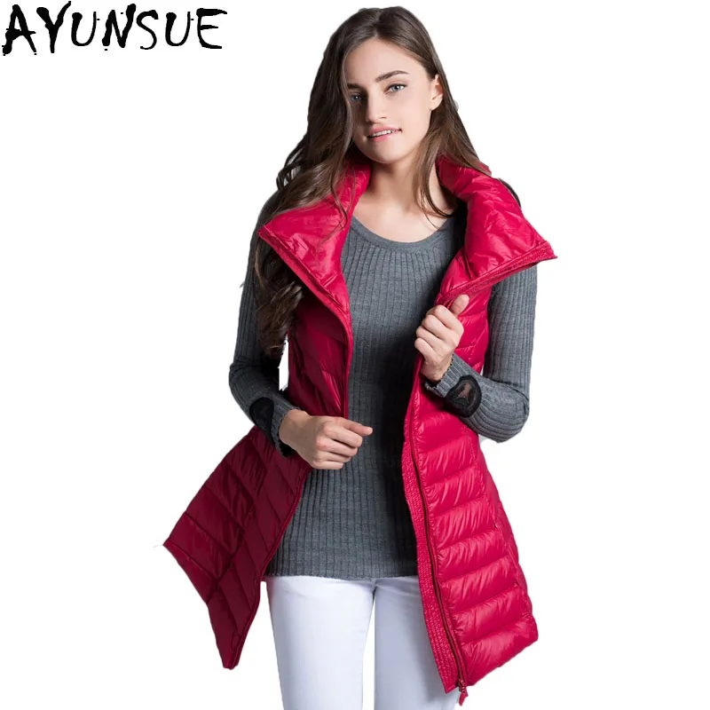 

AYUNSUE Winter Jackte Women Down Vest 2019 New Brand Light Thin Waistcoat Female Sleeveless Plus Szie 3XL High Quality LX871