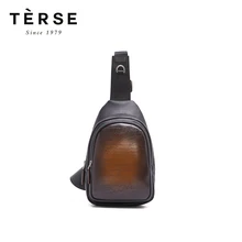 TERSE Мужская нагрудная сумка через плечо винтажная Повседневная деловая сумка-мессенджер сумка мужская с гравировкой MN9635-1