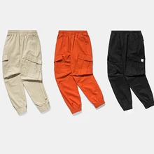 Спортивные брюки Для мужчин осень Повседневное мульти-карманы шаровары Хип-хоп мужской Бегунов Хлопок штаны свободного кроя Винтаж уличная