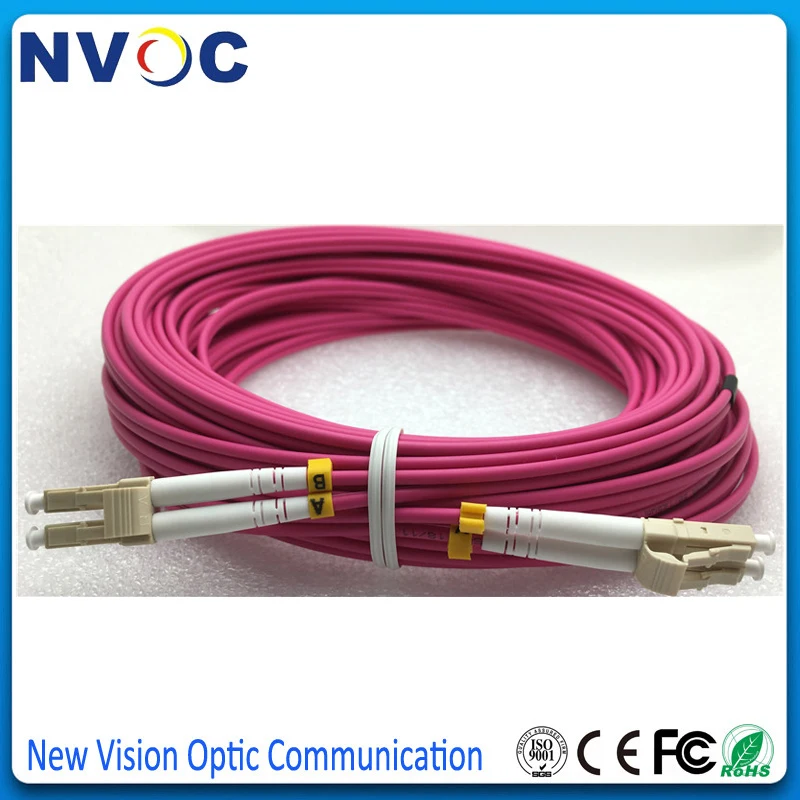 50M LC UPC to LC UPC Duplex OM4 Multimode 3.0mm Fiber Optic Patch Cord Cable