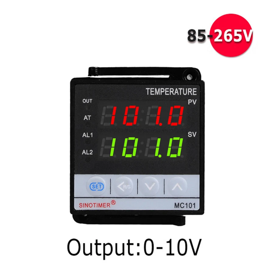 

85~265VAC PT100 K Thermocouple Input 0-10V Analog Output Digital PID thermostat Temperature Controller for Heat Cool with Alarm