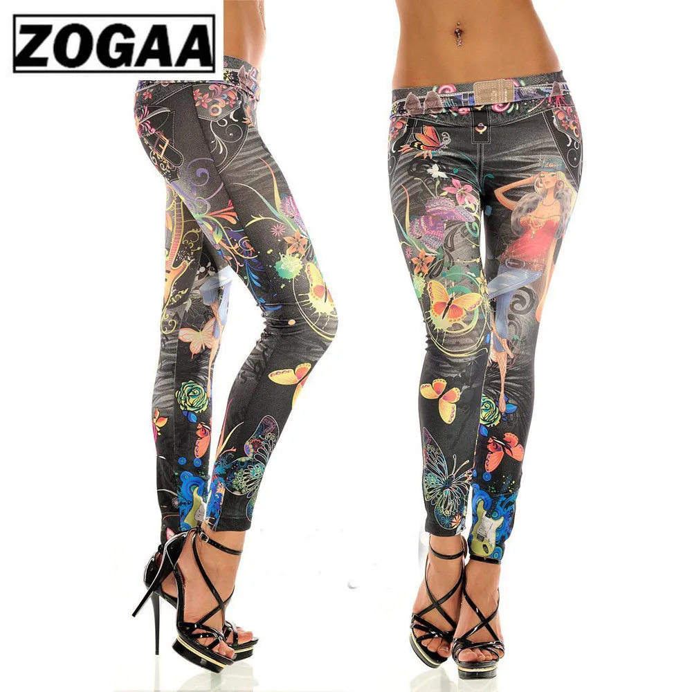 

Sexy Womens Skinny Black Jeans Denim Leggings Stretchy Pants Print Imitation Cowboy Color New Lady Trousers Skimmer Leggings