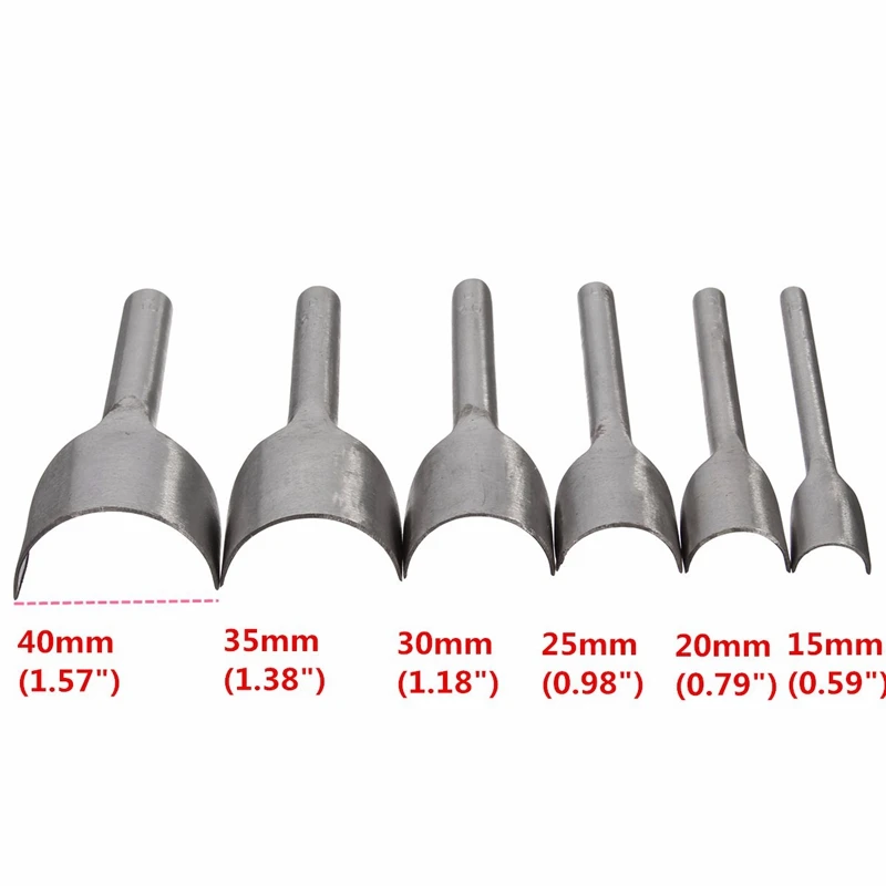 Новые кожаные ремесленных инструментов полукруглые разноцветные плоские с v-образными полосками резак удар кожа ручной инструмент для штамповки ручные инструменты 6 шт./компл. 15 мм-40 мм - Цвет: half round