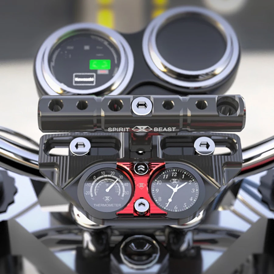 

Motorcycle Multi-Function Bracket Accessories Clock+Thermometer Motocross Handlebar Pressure Block Extension Rail