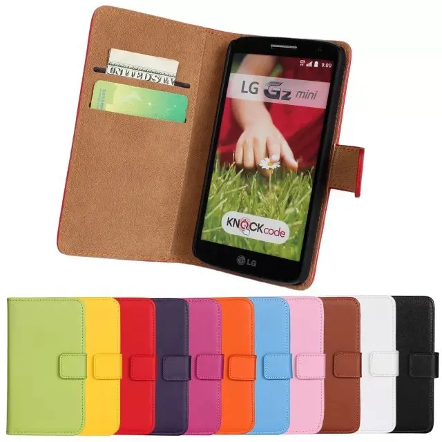 

Genuine Leather Case Wallet Cover With Magnetic Buckle Luxury Full Card Flip Card Case for G2mini For LG G2 MINI D618 D620 PZ